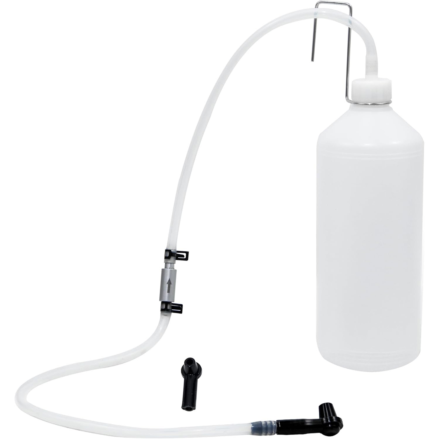 Hydraulic Brake Bleed - ชุดอุปกรณ์ไล่ลมเบรก 1 ลิตร พร้อมวาล์วกันกลับและตะขอ - เครื่องมือไล่ลมเบรกสำหรับรถยนต์และมอเตอร์ไซค์