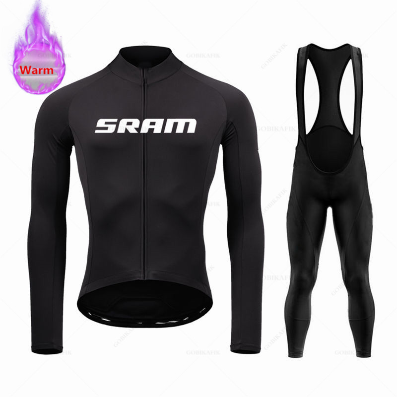 Mountain Biking Pants For Men - SRAM ชุดทีมเสื้อเจอร์ซีย์นักปั่นขนแกะชุดแขนยาวชุดเสื้อเจอร์ซีย์ทีมเสื้อผ้าปั่นจักรยานปั่นจักรยานเสือภูเขากางเกงปั่นจักรยานชุดฤดูหนาว